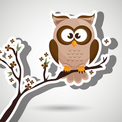 owl brown tree leaves brown vector illustration eps 10