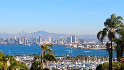 San Diego Harbor Skyline Panorama - obrazy, fototapety, plakaty