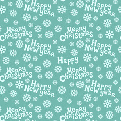 Merry Christmas and Happy New Year 2017. Christmas season hand drawn seamless pattern. Vector illustration. Doodle style. Decorations. Winter holiday backgrounds for design. Snowflakes, Santa. Blue