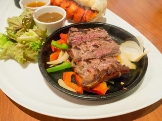Juicy beef steak medium rare