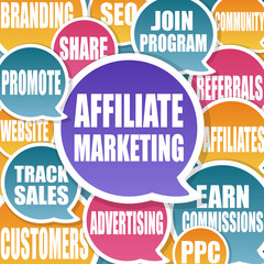 Obraz premium Affiliate Marketing Referral Program Speech Bubbles Label