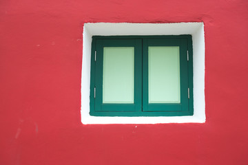 vintage window on pink color wall