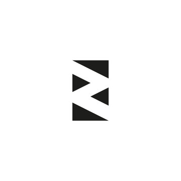 Letter Z logo black and white graphic geometric triangle flat shape, abstract zipper emblem