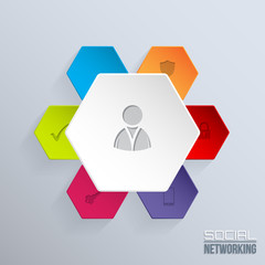 Social network badge with icons