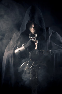 warrior in abstract smoke