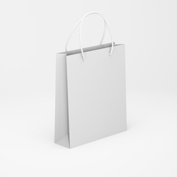 White package isolated on a white background, Empty shopping bag. mock up. 3d render 