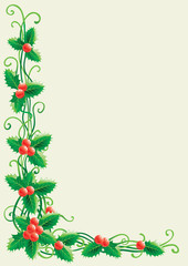 Christmas decoration with holly. Vector christmas holly background   with place for text