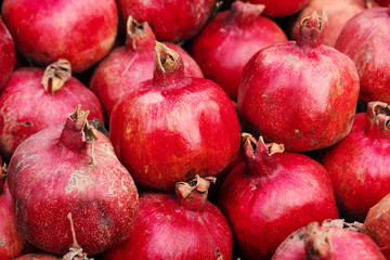 Fresh ripe pomegranates, closeup