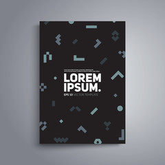 Brochure cover design. Isometric shapes on dark background. A4 format template for business card,poster,flyer etc.