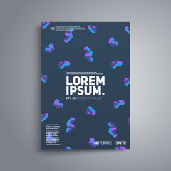 Brochure cover design. Isometric shapes on blue background. A4 format template for business card,poster,flyer etc.