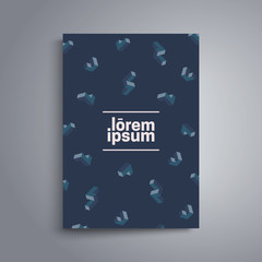Brochure cover design. Isometric shapes on blue background. A4 format template for business card,poster,flyer etc.