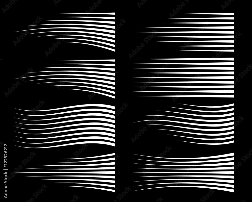 Poster Speed lines set. Motion effects collection for your design. Vector template