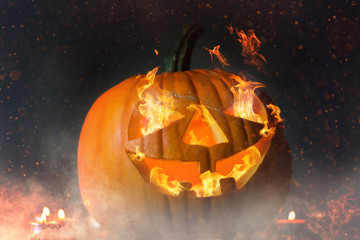 Burning pumpkin