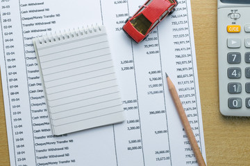 Man planning monthly budget, Finance about car concept