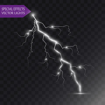 Vector lightnings. Set. Light Effects