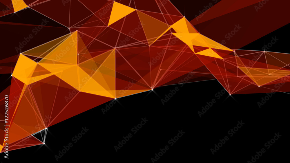 Poster dark abstract technology futuristic network - fantasy plexus background. 3d rendering