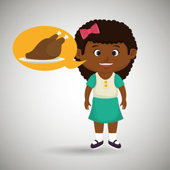 girl cartoon chicken food vector illustration eps 10
