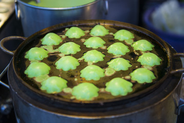 Kanom Krok Bai Toey , Thai traditional dessert.