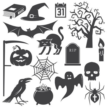 Halloween vintage icon, emblem or label.