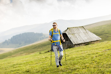 Young man hiking