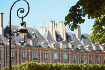 French buildings and street lamp