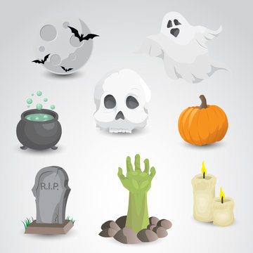 Halloween icon set vector art.