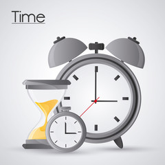 Traditional clock hourglass and chronometer icon. Time instrument and tool theme. Colorful design. Vector illustration
