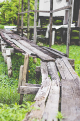 An ancient wooden bridge