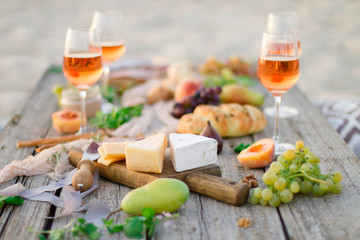 Food Table Healthy Delicious and wine. Meal Concept