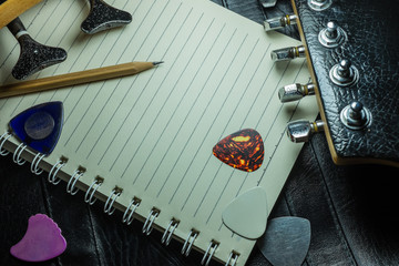 background of notebook and accessories
