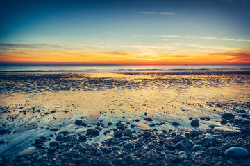 Coucher de soleil sur La Manche