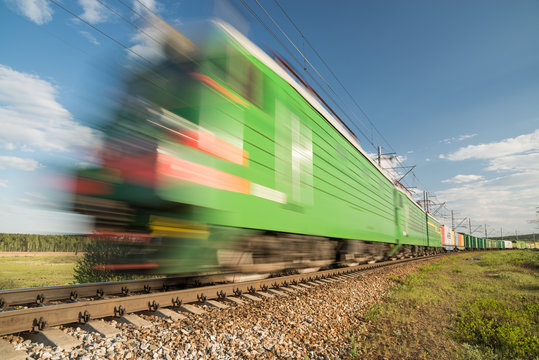 Fototapeta freight train in motion