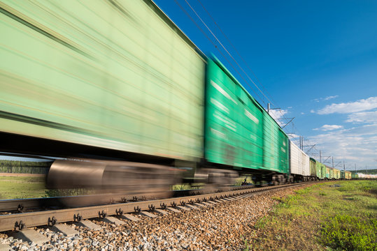 Fototapeta freight train in motion