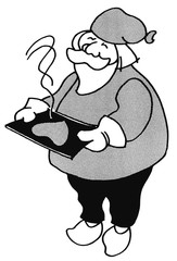 Christmas elf character is baking.