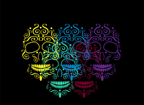 Skull vector ornament colored
