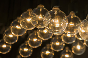 Light bulbs with base in a row
