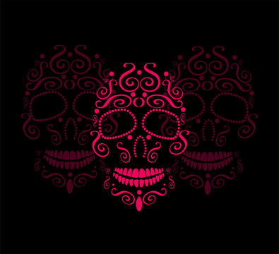 Skull vector ornament pink color