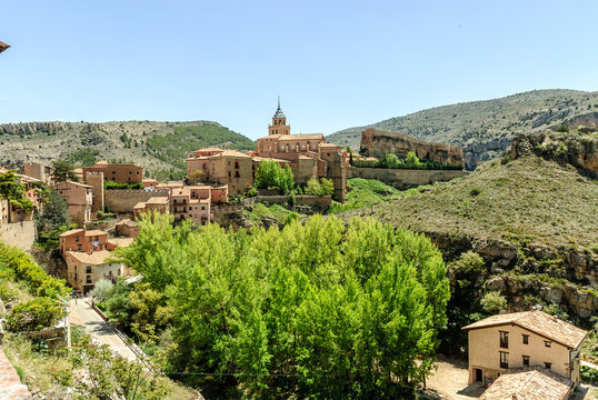 scenery of the medieval town of Albarracin in the province of Teruel in Aragon, Spain