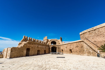 Main courtyard of the Christian part of the Almeria Castle (Alzacaba of Almeria), Spain