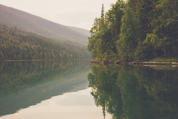 Beautiful reflections at Clearwater Lake in Wells Gray Provincia