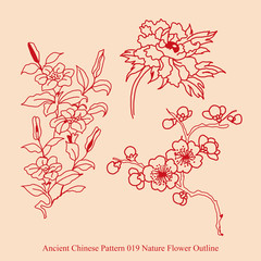 Ancient Chinese Pattern_019 Nature Flower Outline