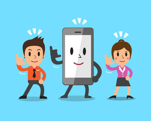 Cartoon smartphone and business people