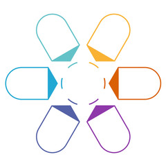 Arrows arranged in circle 6 positions