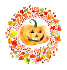 watercolor pumpkin day Halloween