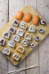 sushi plate flat lay