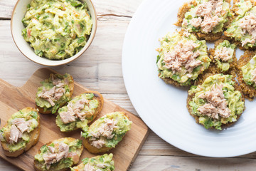 Guacamole with bread and burger
