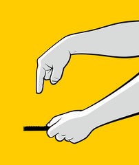 Hand pushing remote control button