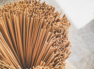 Selective focus/ The group of incense stick. the incense sticks for buddhist temple offertory