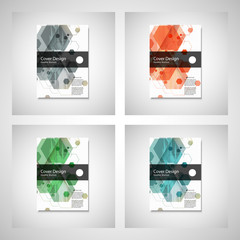 Abstract cover design, business brochure template layout, annual report, booklet or book in A4. Hexagonal geometric creative shapes