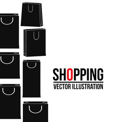Shopping bag icon. Shopping commerce market theme. Isolated black and red design. Vector illustration